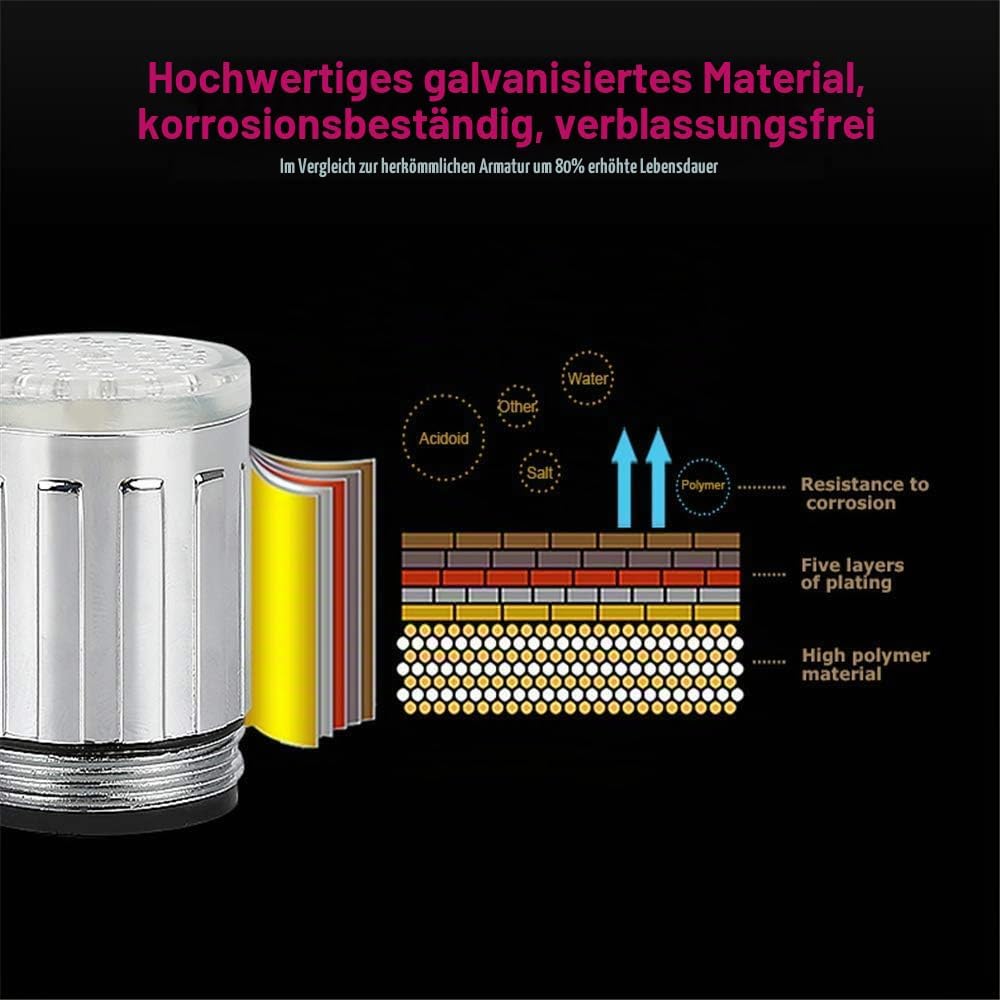 3-Farben temperaturempfindliche Farbverlauf LED-Licht Küche Bad Wasserhahn Wasser Duschkopf Kinder H