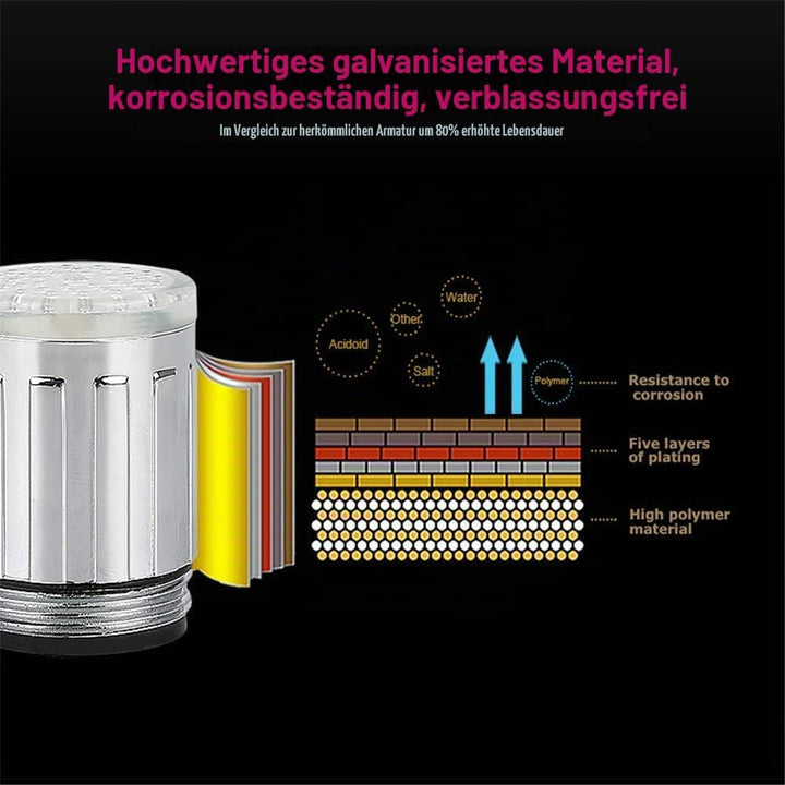 3-Farben temperaturempfindliche Farbverlauf LED-Licht Küche Bad Wasserhahn Wasser Duschkopf Kinder H