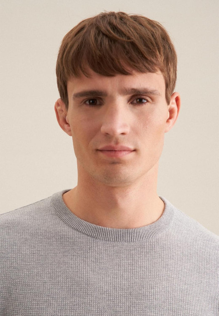 Seidensticker Herren Pullover - Regular Fit - Rundhalsausschnitt - Langarm - 100% Baumwolle S Grau M