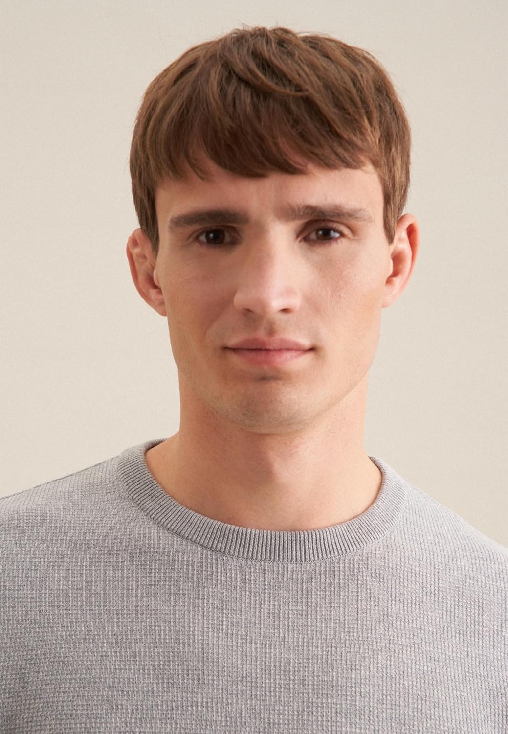 Seidensticker Herren Pullover - Regular Fit - Rundhalsausschnitt - Langarm - 100% Baumwolle L Grau,