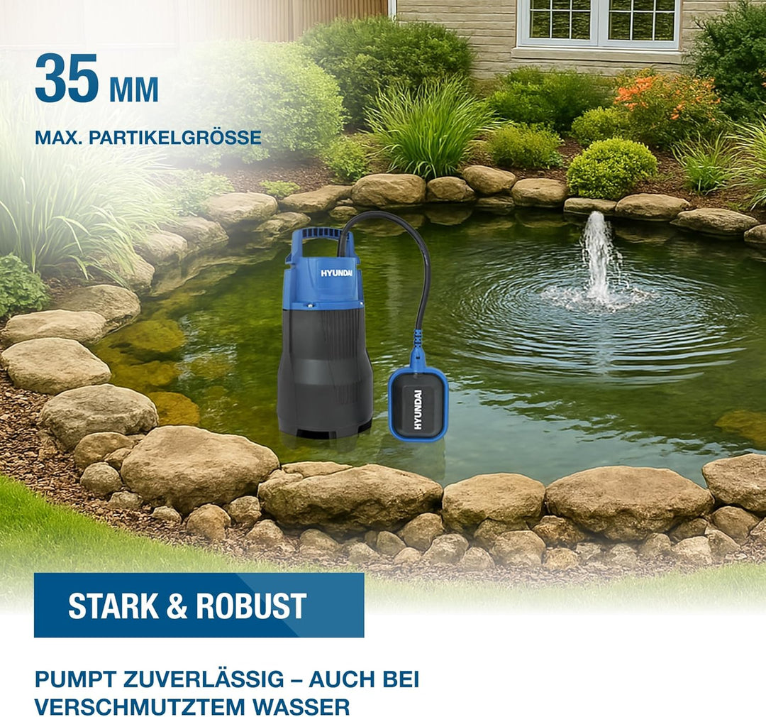 HYUNDAI Schmutzwasser-Tauchpumpe TP75014D | 750 W, Fördermenge 14.000 l/h, | Eintauchtiefe: max. 7 m