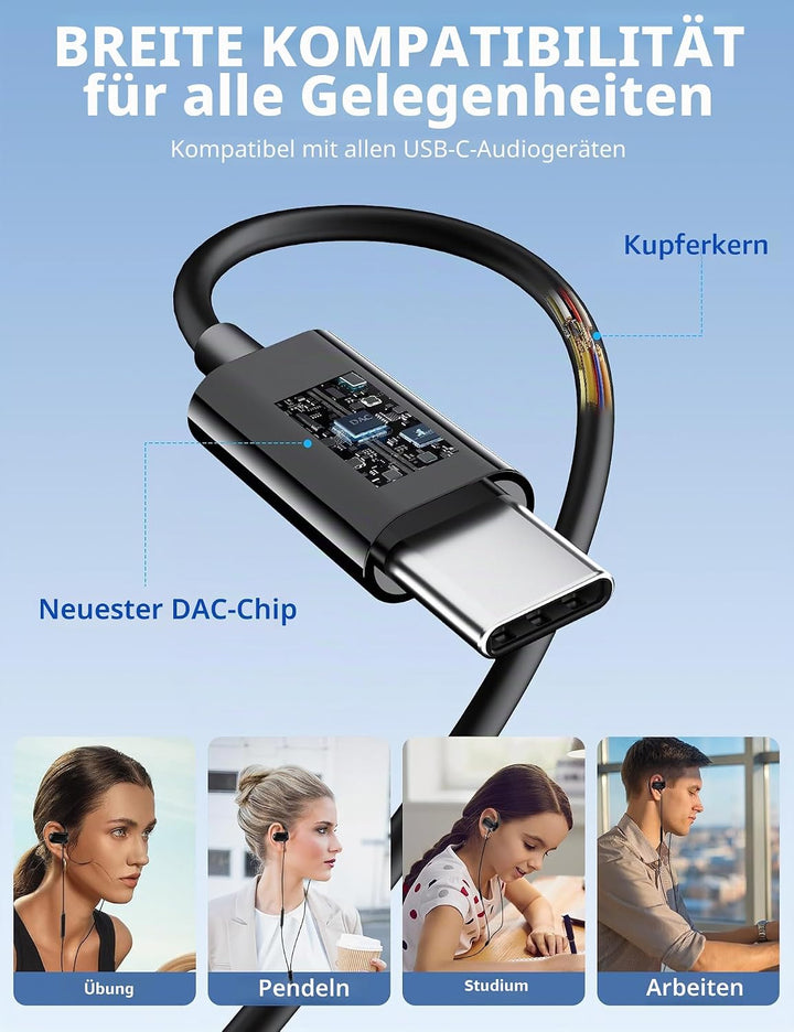 TOPAUX Open Ear Kopfhörer USB C mit Kabel für Samsung Galaxy S26 S25 S24 Ultra S23 FE A56 A16 A17 A3