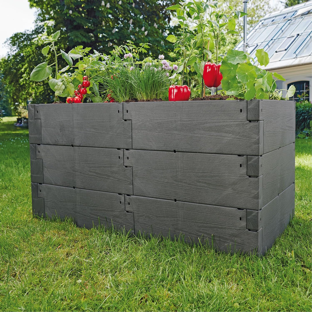 JUWEL Hochbeet Timber 3er-Set (Limited Edition, Farbe anthrazit, Füllinhalt ca. 360 Liter, aus Kunst