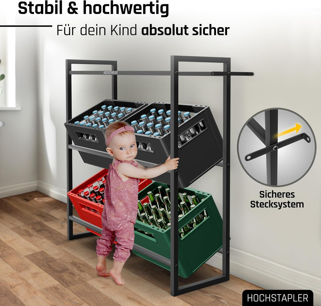 HOCHSTAPLER Getränkekistenregal 6 Kisten in anthrazit - Massives Getränkeregal - Regal Getränkekiste