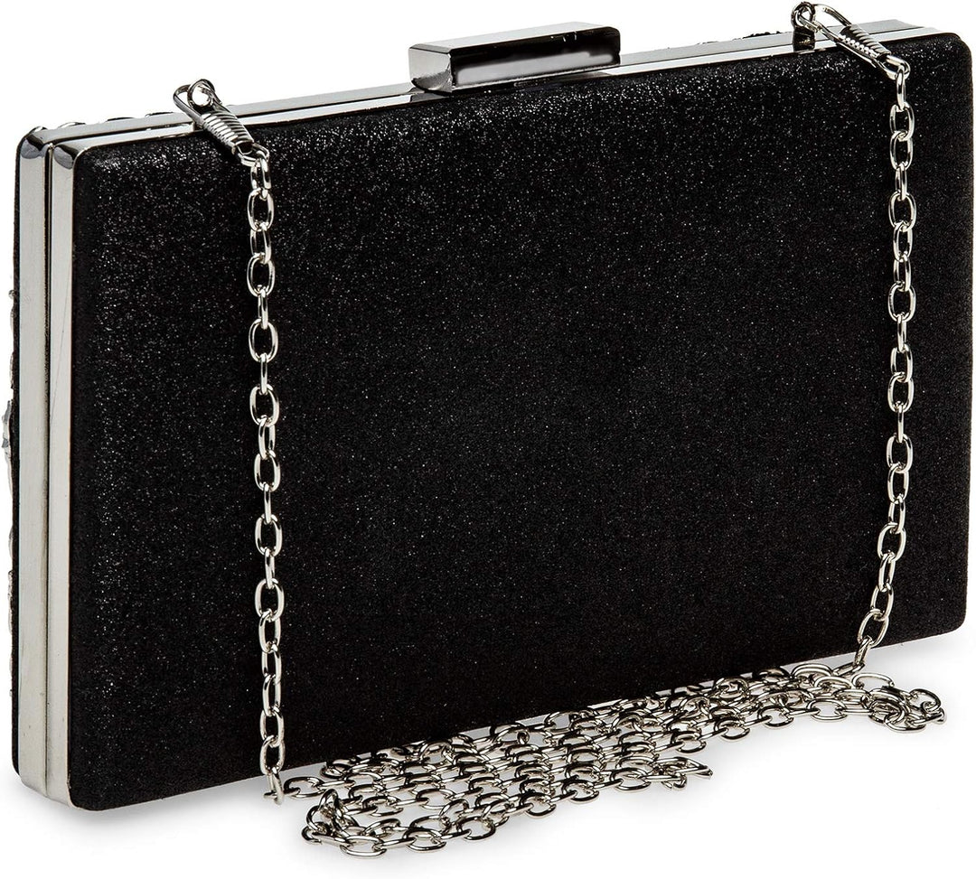 Caspar TA528 aussergewöhnliche elegante Damen Box Clutch mit floralem Metalldekor Einheitsgrösse Sch