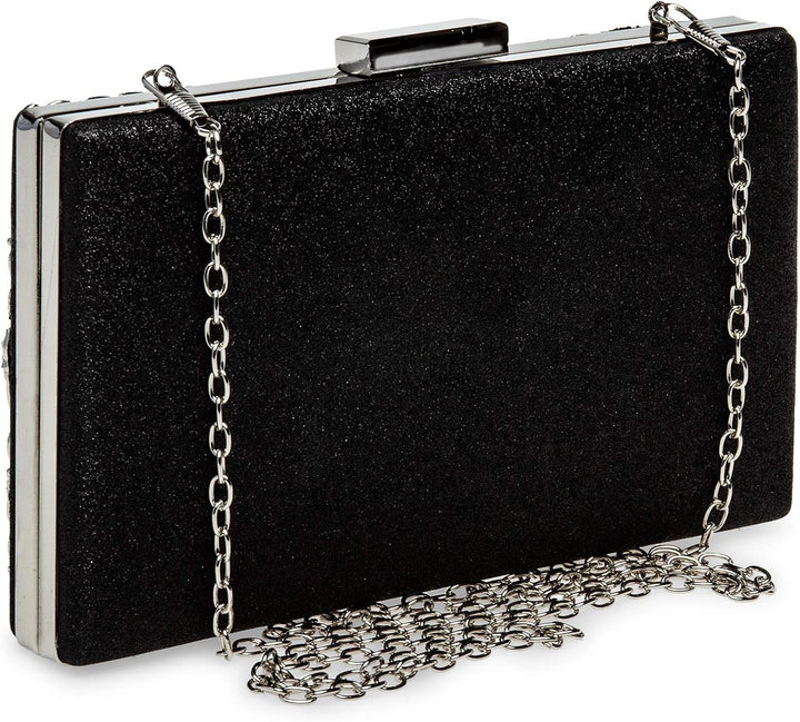 Caspar TA528 aussergewöhnliche elegante Damen Box Clutch mit floralem Metalldekor Einheitsgrösse Sch