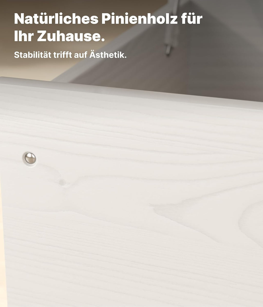 KMH grosse Spielzeugkiste auf Rollen VERONA aus massivem Pinienholz Weiss - Aufbewahrungsbox mit Dec