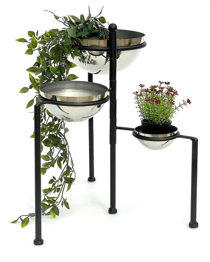 DanDiBo Blumentreppe Metall Rund 46 cm Blumenständer mit 3 Töpfe Silber 96082 Blumenständer Blumensä