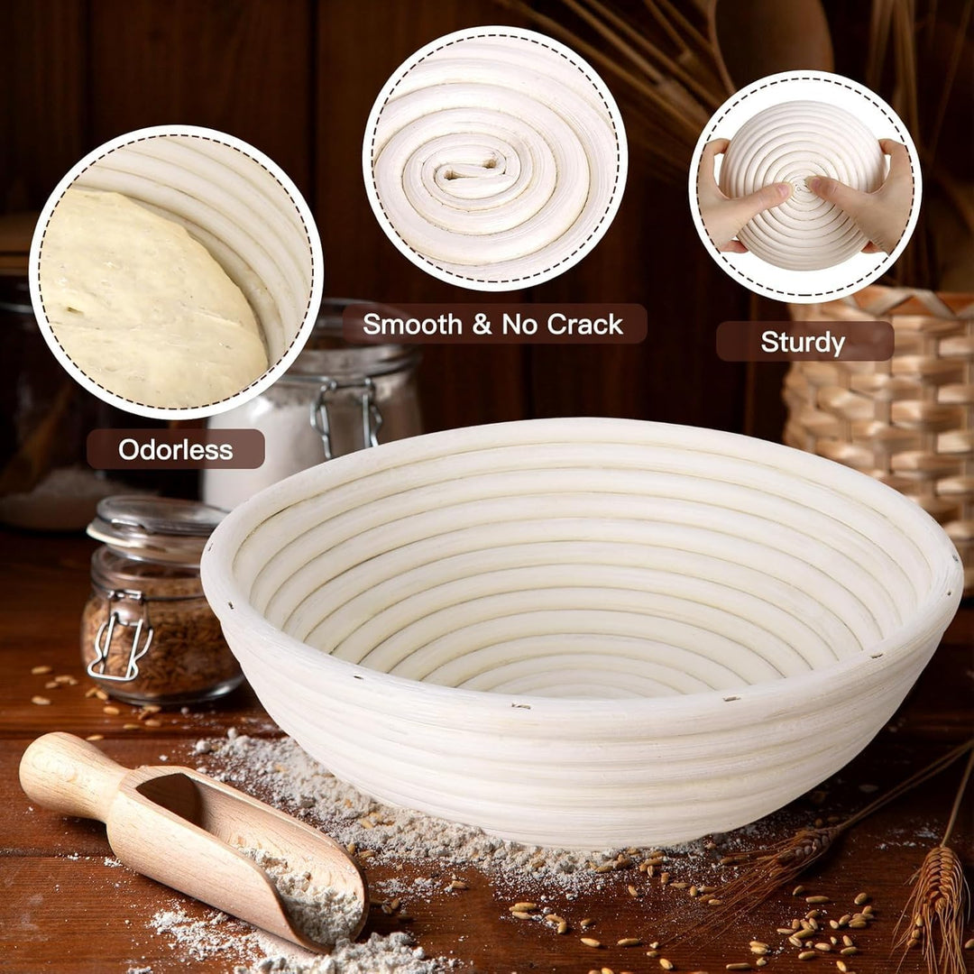 Gärkörbchen Rund aus 6 Stück, Mini Brot Backen mit Gärkörbchen Set, 6 Zoll Kleine Banneton Körbe, Zu