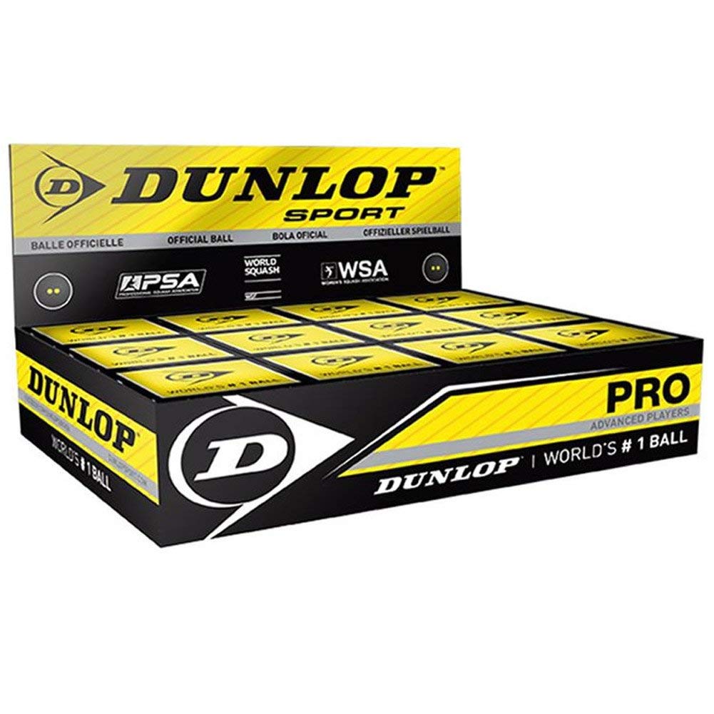 Dunlop Sports Xx Squashball – Pro Box Dozen Pack Schwarz/Doppelgelber Punkt, Dozen Pack Schwarz/Dopp