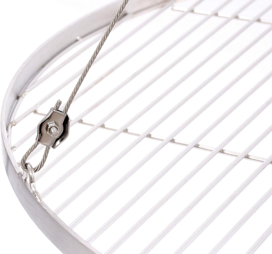 65 cm Grillrost Edelstahl für Schwenkgrill 3 Bein BBQ Grill Rost mit Seil 14 mm Stababstand