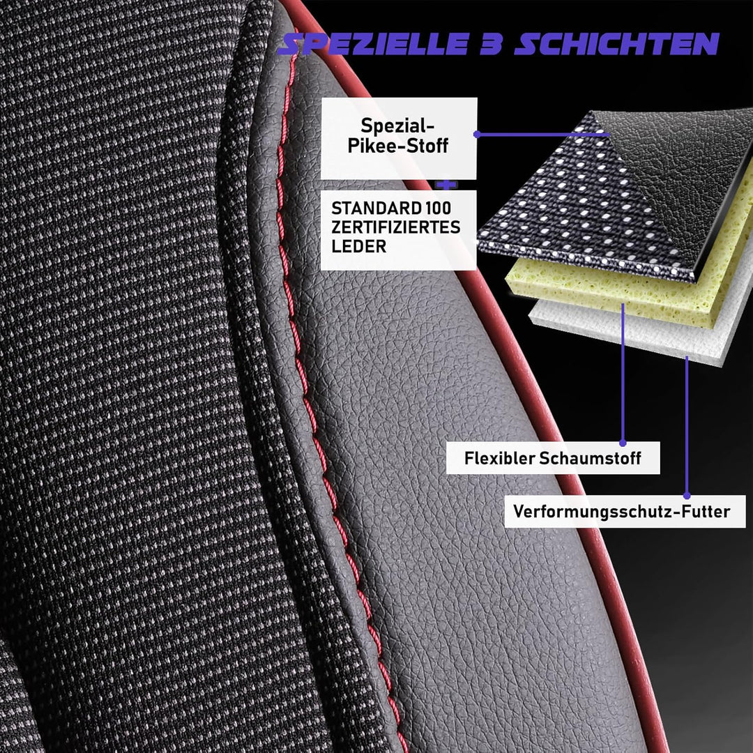 Autositzbezüge Universal für PKW & SUV - Premium Vordersitze Auto Sitzbezug aus Piqué-Stoff, Schwarz