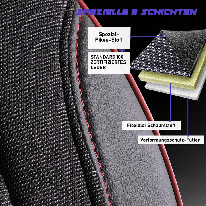 Autositzbezüge Universal für PKW & SUV - Premium Vordersitze Auto Sitzbezug aus Piqué-Stoff, Schwarz