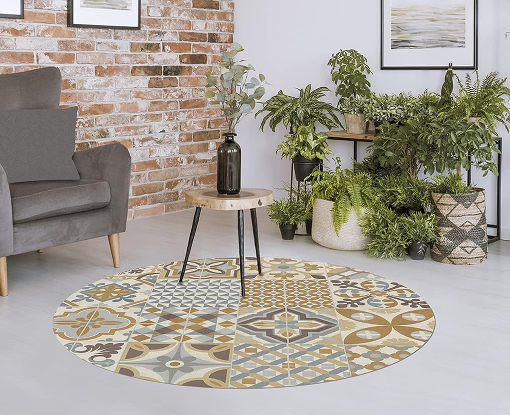 Vilber, Toledo Vinyl-Teppich, rund, Farbe 04, Durchmesser 155 cm 155 cm diámetro Braun /Beige - 04,