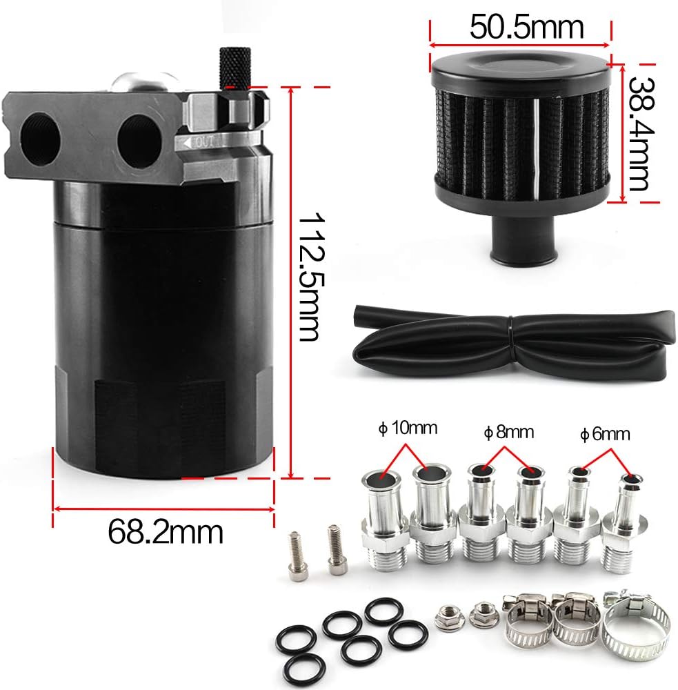 Aiuphing oil catch can, Universal Motorluft-Ölabscheiderbehälter, 300ml Aluminium Ölauffangbehälter