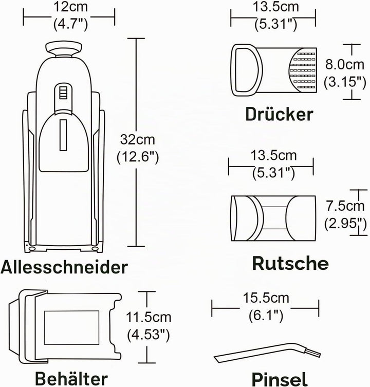 Update Sicherer Mandolinenschneider für die Küche, Zerkleinerer, Gemüseschneider mit grösserem Behäl