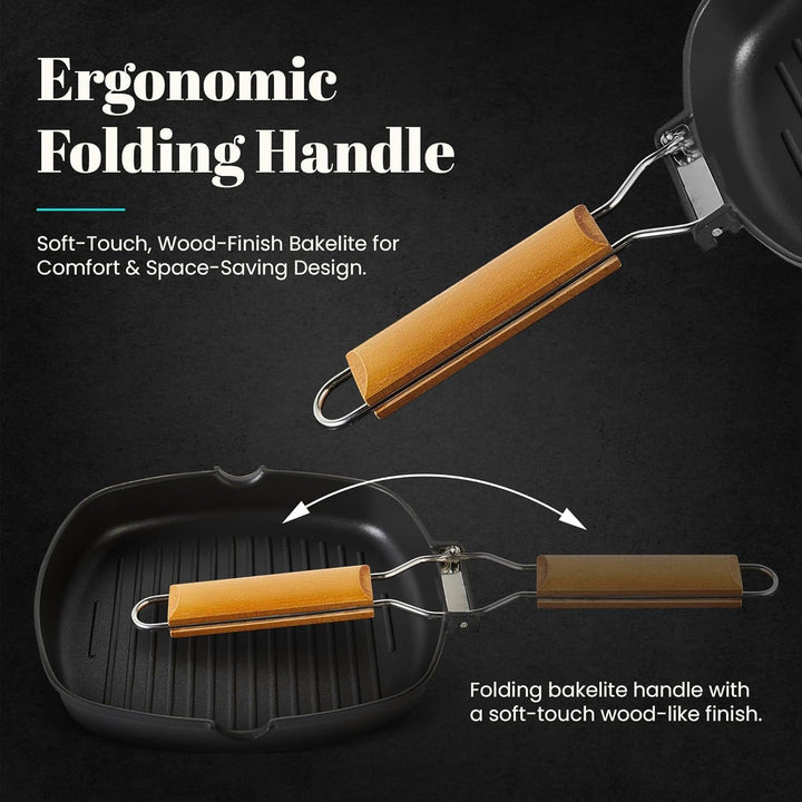 WECOOK! Ecochef Titan Grillpfann Induktion Gewellt, 28 x 28 cm, Antihaftbeschichtung QUANTANIUM Ökol