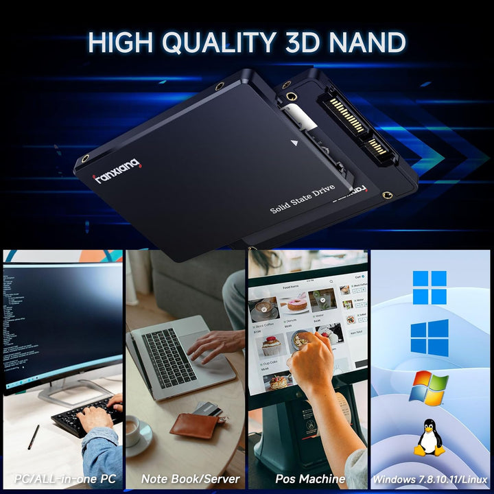 fanxiang SATA SSD 1TB 2,5 Zoll Interne SSD 550 MB/s Lesen, 500 MB/s Schreiben, Festplatte für schnel