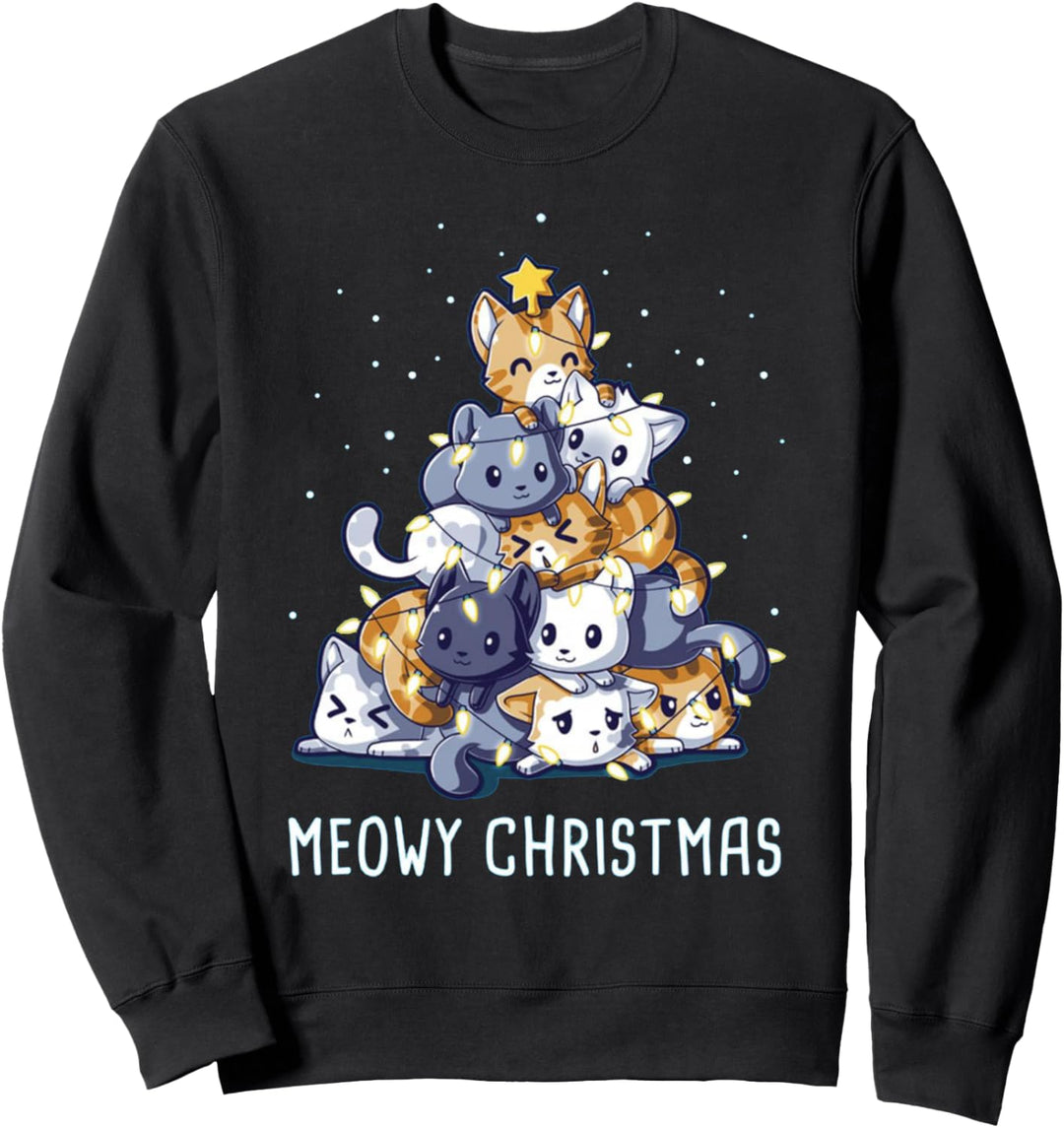 Cats Christmas Tree Meow Kitten Kitty Tree Lights Star Xmas Sweatshirt