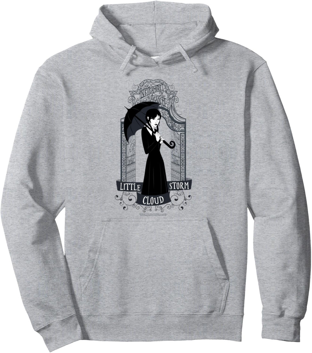 Wednesday Little Storm Cloud Nevermore Academy Gates Pullover Hoodie