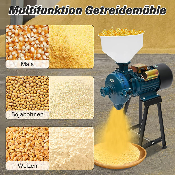 2200W 220V Getreidemühle, Getreidemühle Elektrisch, Getreidemühle Mühle Nussmühle mit Trichter, Komm