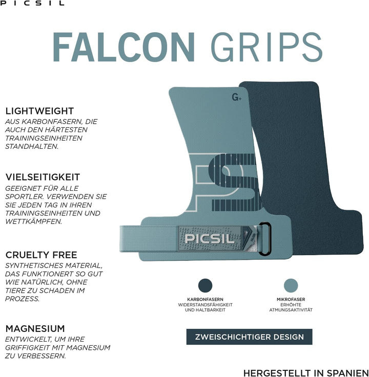 PICSIL Falcon Hand Grips – Profi‑Griffpolster aus Carbonfaser, Chalk‑kompatibel, Handschutz & Griffh