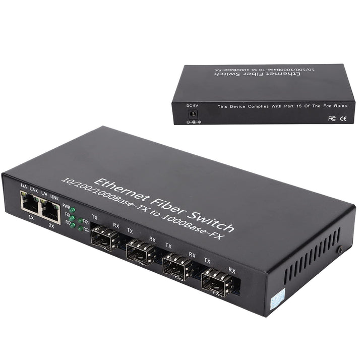 Dioche Glasfaser zu Ethernet Konverter, Ethernet Medienkonverter RJ45 10/100/1000M 4-Faser 2-Port Si