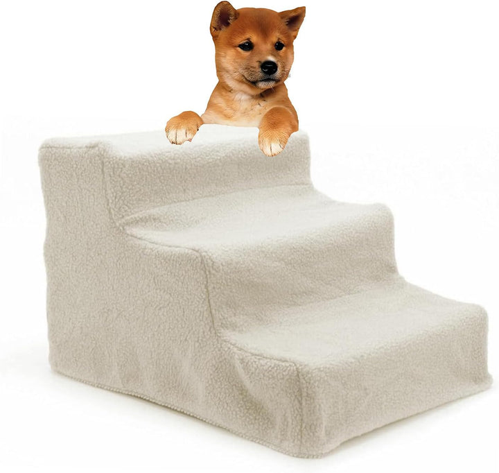 Haustiertreppe Hundetreppe Treppe 3 Stufen Plüsch-Bezug waschbar - Katzentreppe Hunderampe Plüschunt