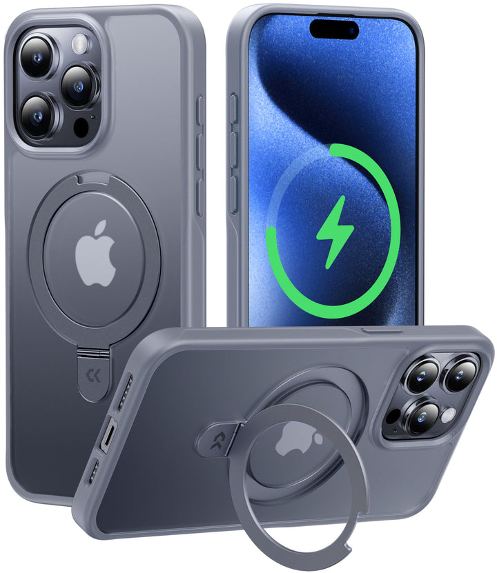 CASEKOO Magic Stand für iPhone 15 Pro Max Hülle für MagSafe [Militärschutz] [Unsichtbarer Ständer] S