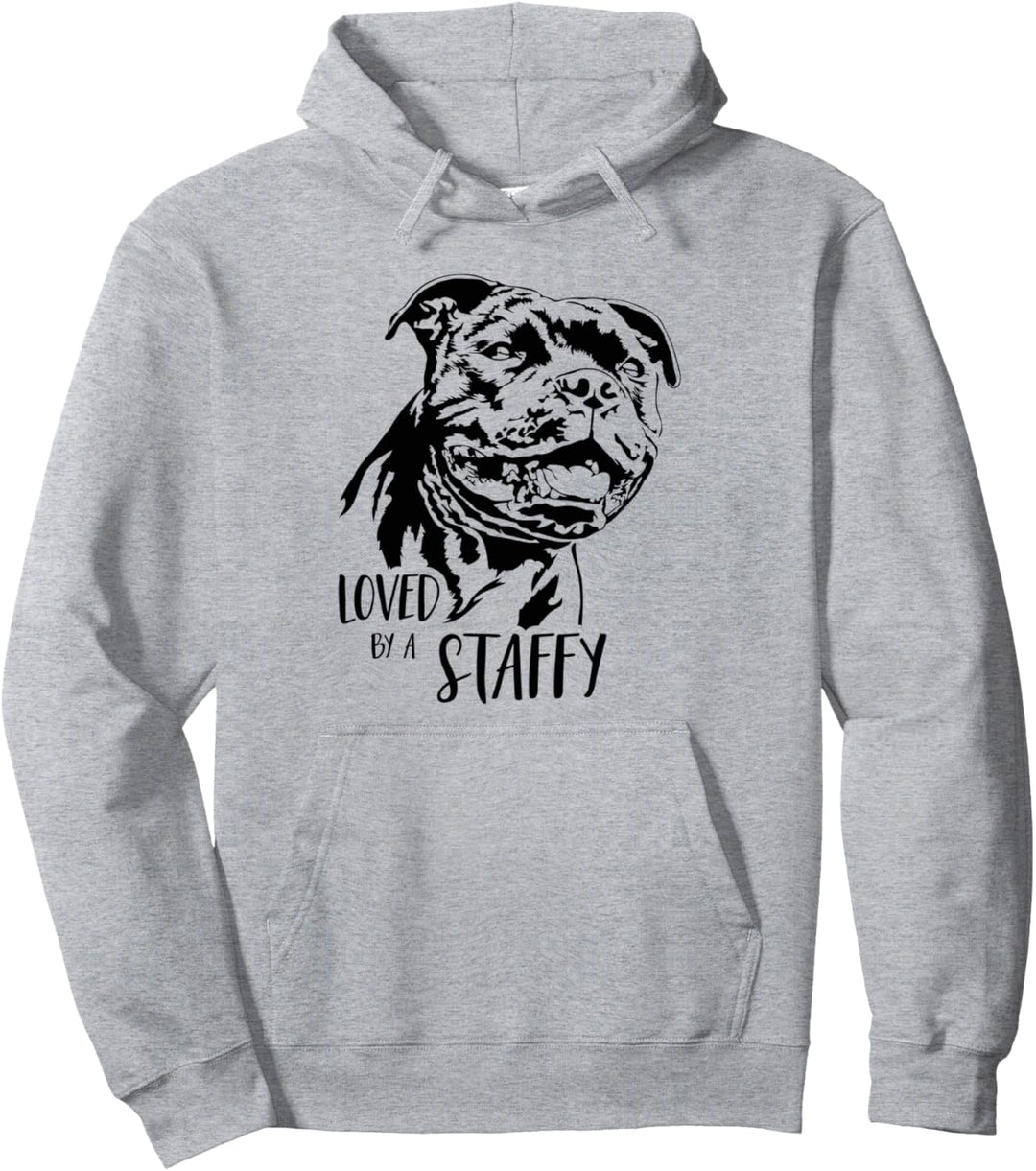 Staffordshire Bullterrier loved by a staffy Hunde Spruch Pullover Hoodie