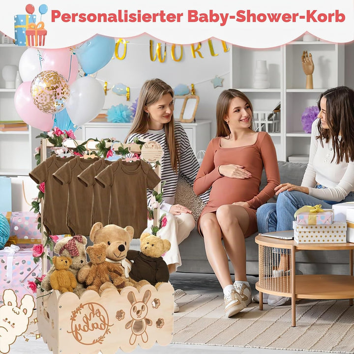 Holz Baby Geschenk Korb mit Griff, Baby-Aufbewahrungskorb Baby Dusche Kiste Schrank mit Kinder Kleid