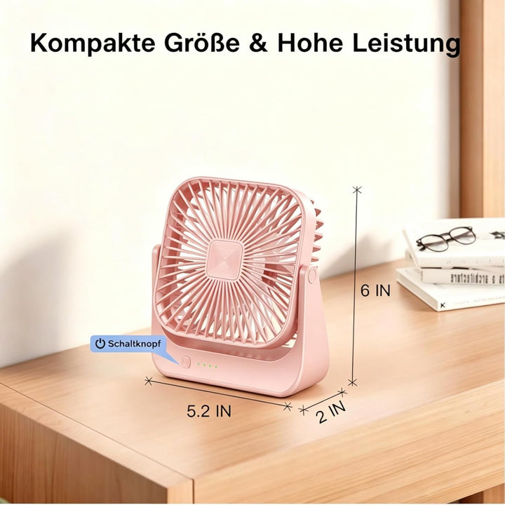 Tragbarer Schreibtischventilator, 4 Geschwindigkeiten persönlicher Desktop-Ventilator, 4000mAh Aufla