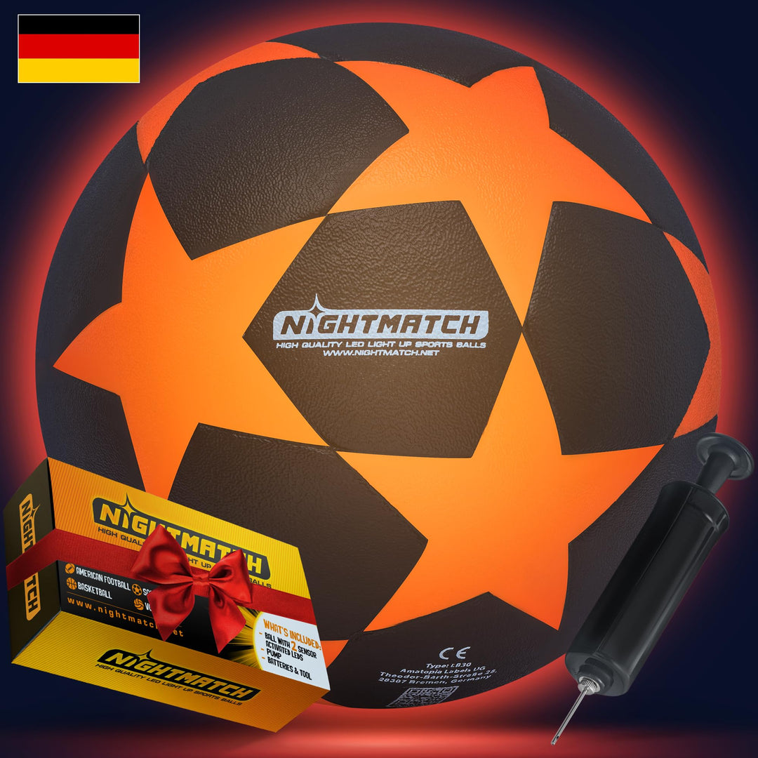NIGHTMATCH Offizielle Grösse 5 Wasserbeständig LED Leuchtfussball - Leuchtender Fussball für Nachtsp