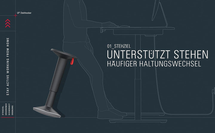 Interstuhl UP Stehhocker - ergonomischer Stehhocker - höhenverstellbar - Hocker mit rutschhemmender