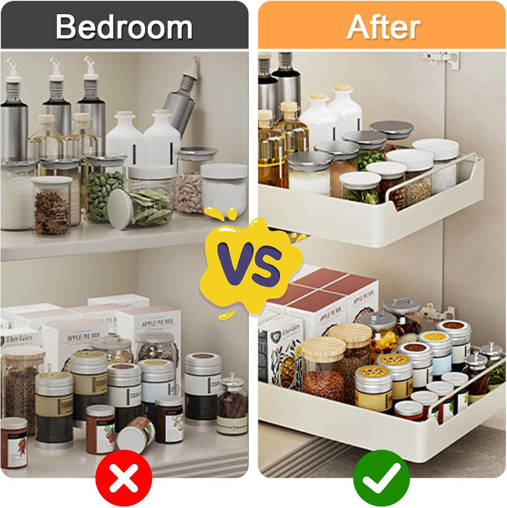 HOTOOLME 2er set Teleskopschublade Nachrüsten Ausziehbarer Schrank Organizer Pull Out Cabinet Kleben