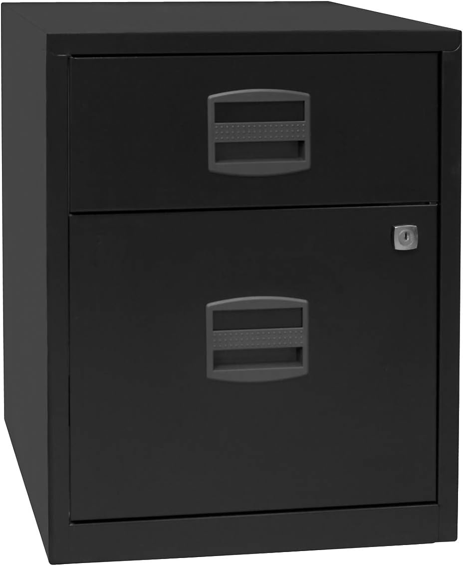 Bisley Home mobiler Beistellschrank PFA, 1 Universalschublade, 1 HR-Schublade, Metall, 355 Silber, 4