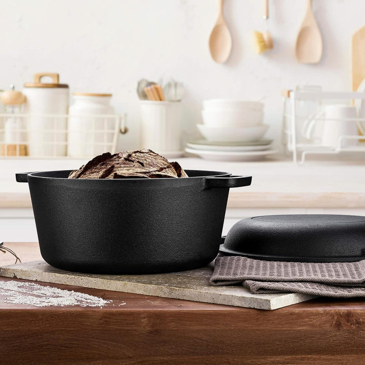 GRÄWE Dutch Oven CI 350 Ø 26 cm – Gusseisen Brat- & Kochtopf 2-in-1 mit Deckel, Induktion & Backofen