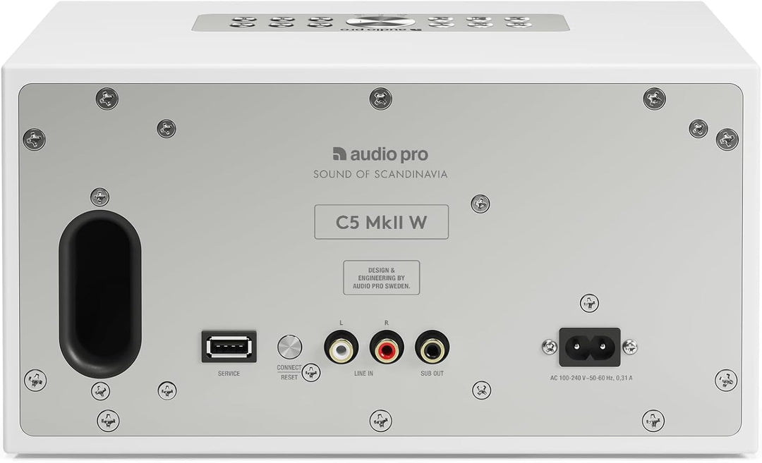 Audio Pro C5 MK II W - WiFi Lautsprecher, kompakte HiFi-Stereoanlage, kabelloser Lautsprecher - Weis