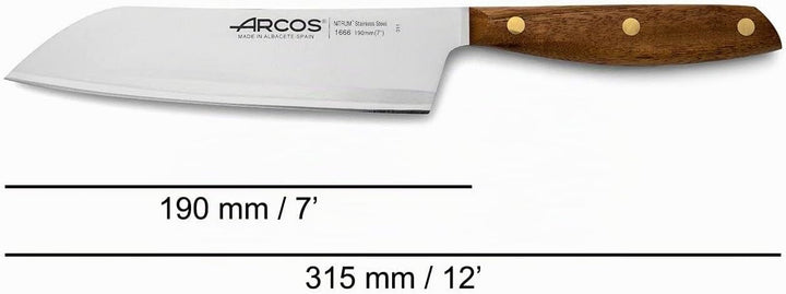 Arcos Serie Nordika - Santoku Messer - Edelstahl NITRUM - Klinge 190 mm - Ovengkol Holzgriff 100% na