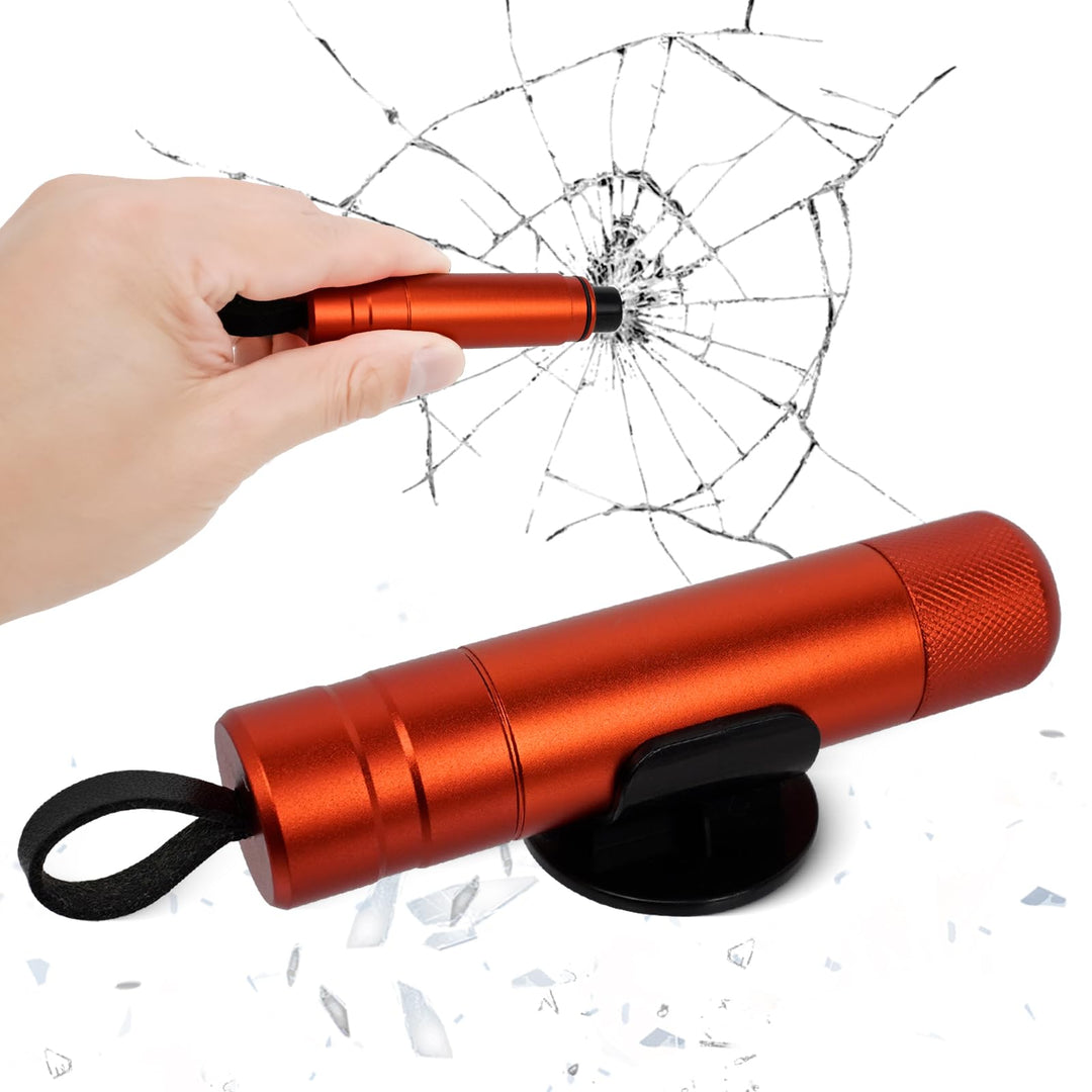 Nothammer Auto mit Gurtschneider, Sicherheitsgurtschneider Notfallhammer mit Halterung und Testglas,