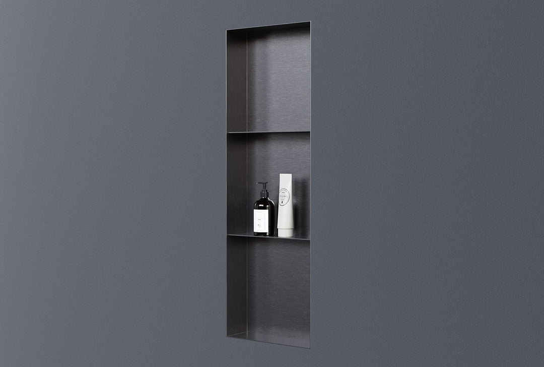 BERNSTEIN® Wandnische aus Edelstahl NT309010X 30 x 90 x 10 cm randlos mit Ablagefach Duschablage für