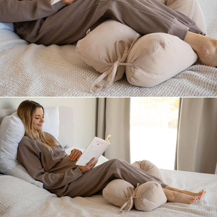 PaLulli® XL Nursing Pillow, 170 x 30 cm Muslin Cover, Pregnancy, Side Sleeper Pillow, Nursing Cover,