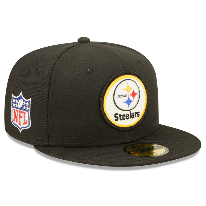 New Era 59Fifty Round Logo Steelers Cap Basecap Baseballcap Flat Brim Fitted Herren - mit Schirm Win