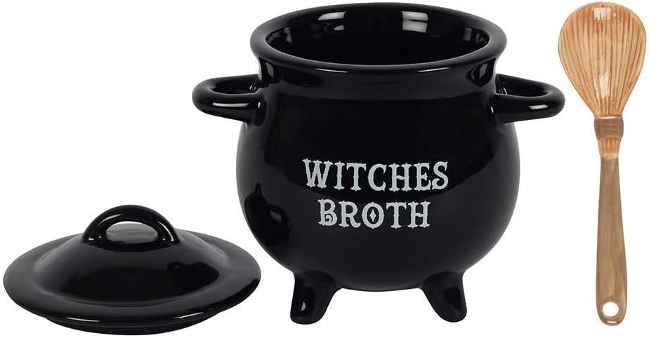 something different Witches Broth Cauldron Soup Bowl With Broom Spoon (9/18)