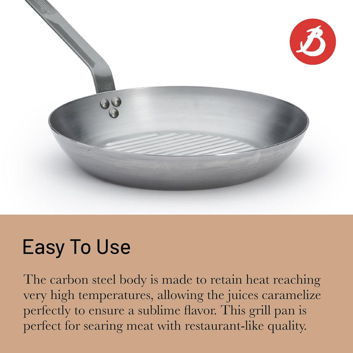 De Buyer 5613.32 Grillpfanne, Edelstahl, Silber, 32 cm