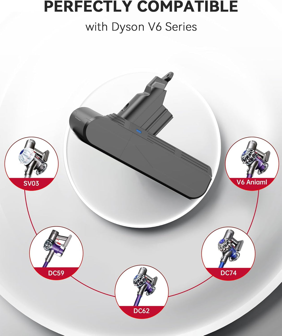 Morpilot 6500mAh Akku für Dyson V6, Ersatzakku für DC62 SV03 DC58 DC59 DC61 DC72 DC74 SV06 SV09 mit