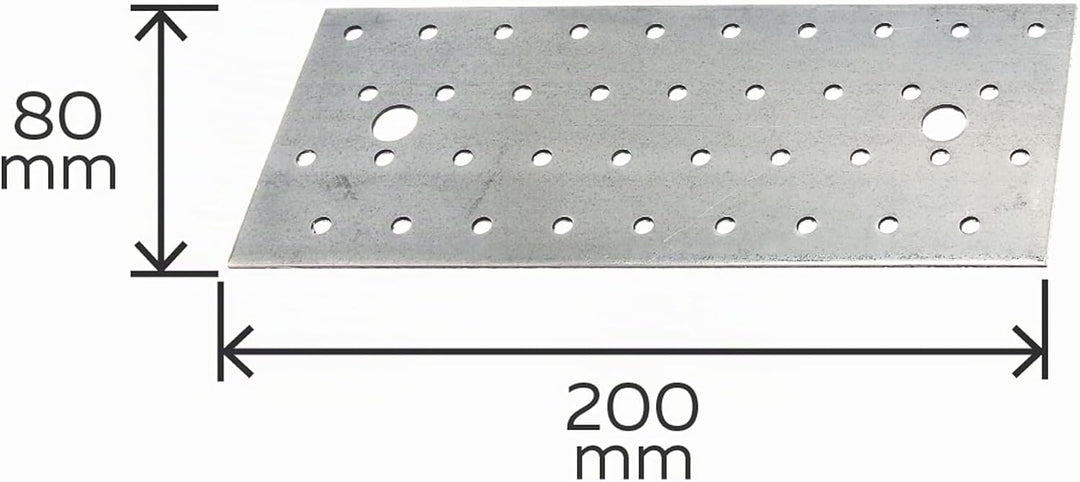 Alberts 847258 Lochplatte | sendzimirverzinkt | 200 x 80 mm | 25er Set 200 x 80 mm / 25 Stk., 200 x