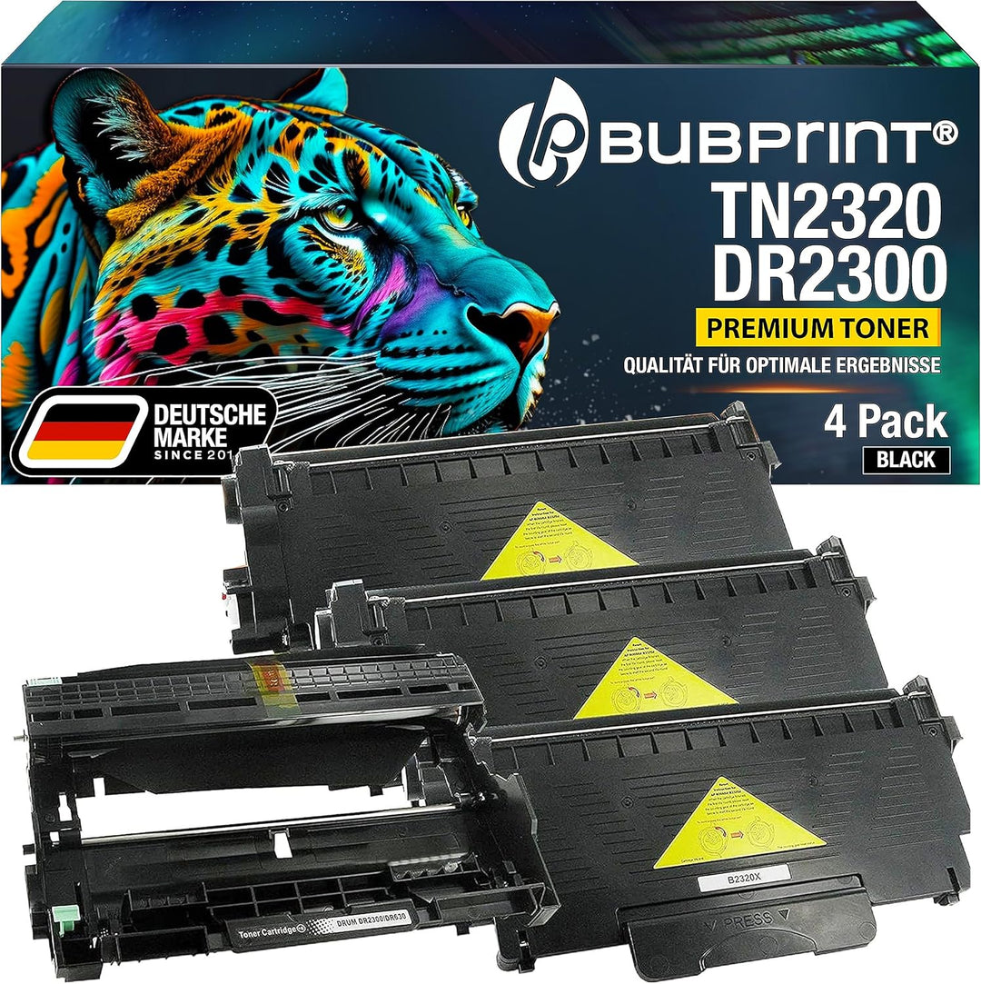2 Toner und Trommel kompatibel als Ersatz für Brother TN-2320 DR-2300 für DCP-L2500D DCP-L2520DW DCP