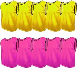 SPORTSBIBS Fussball Leibchen Set 10 Stück: 2 Farben - 5 von jeder Farbe, für Kinder und Erwachsene,