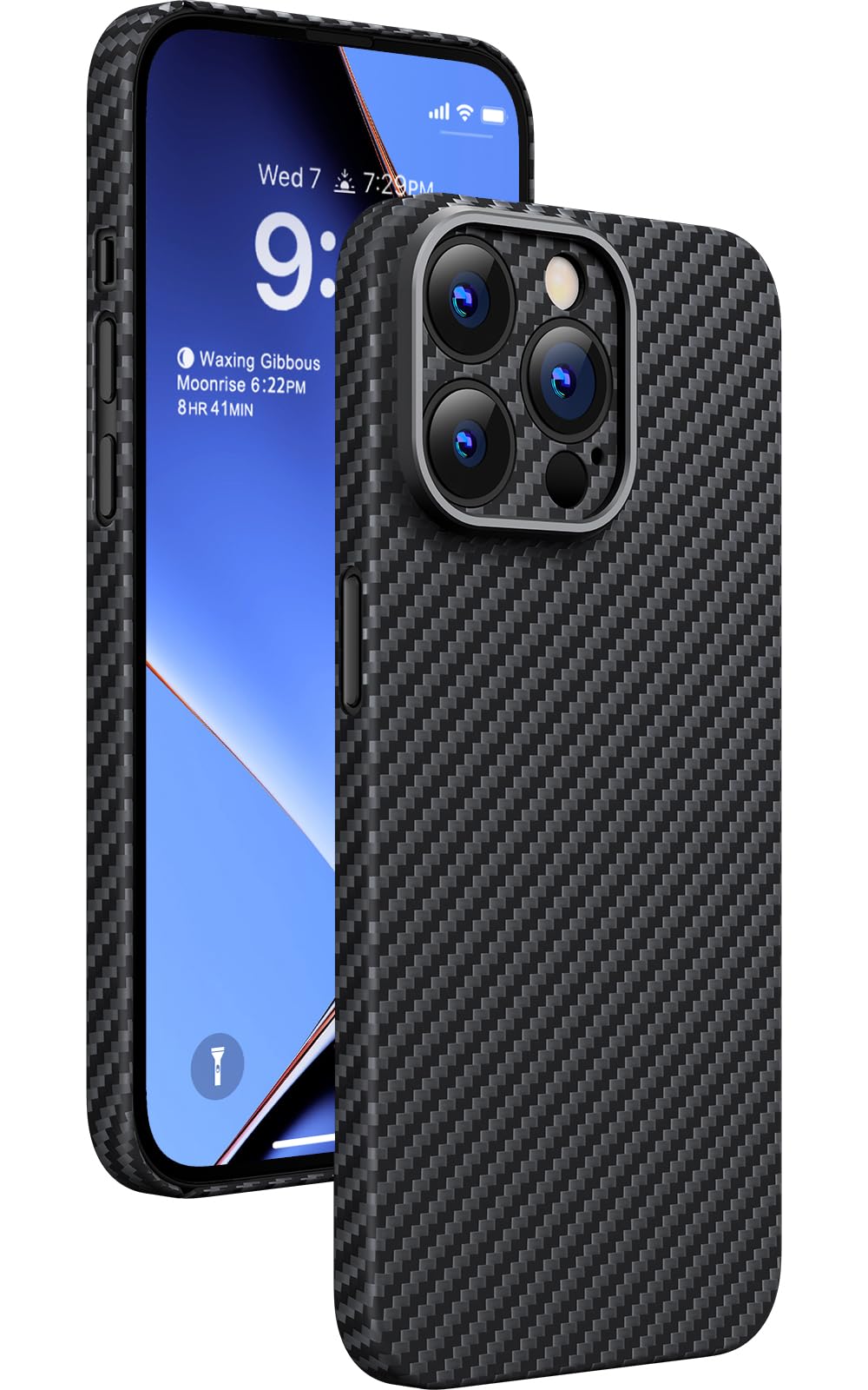 memumi Carbon Hülle für iPhone 15 Pro Max, 0,5 mm Superdünne, Hülle aus echter Aramidfaser [100% Ara